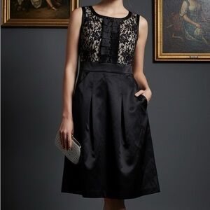 Max & Cleo Lace Tuxedo Satin Dress Size 6 Black A-Line Cocktail Party